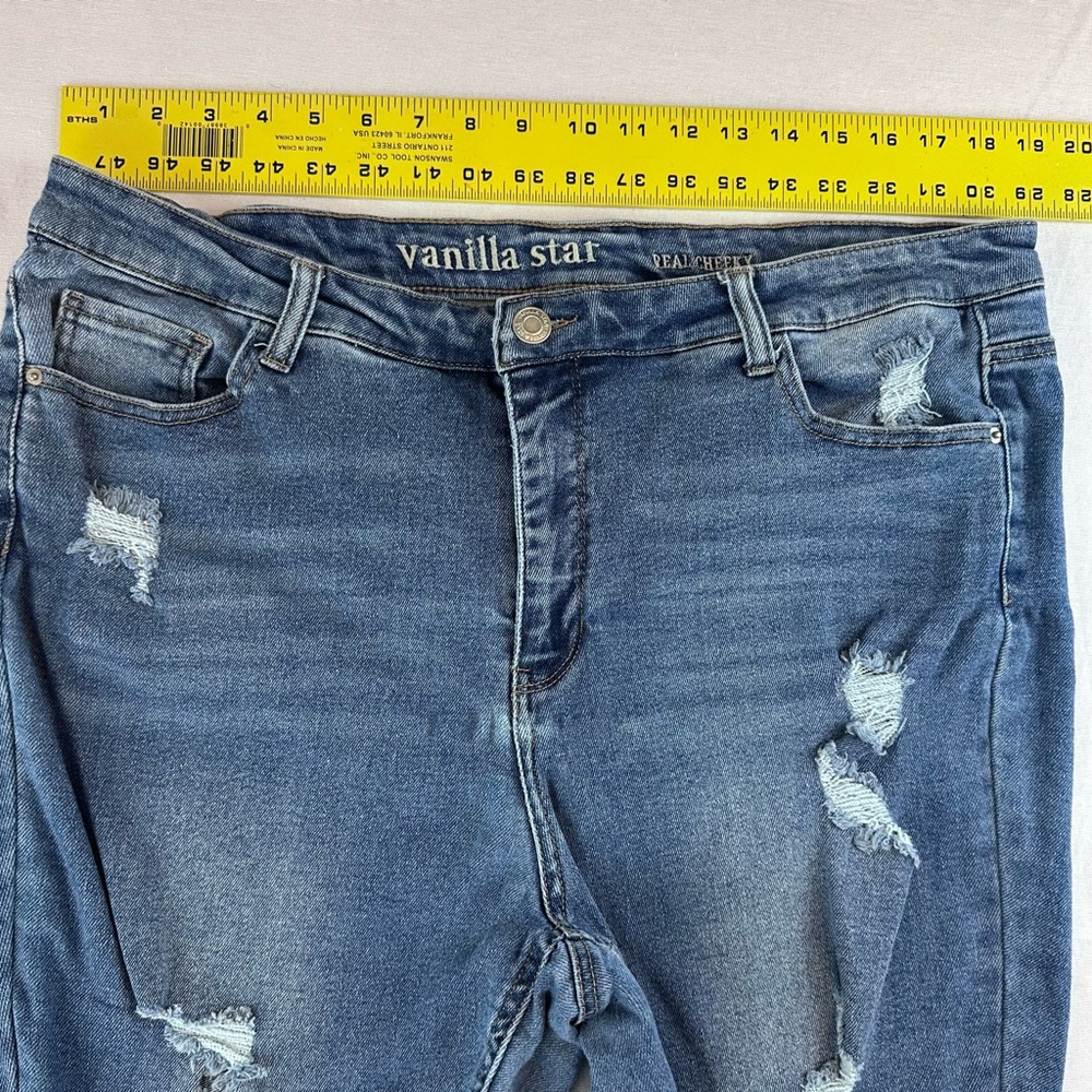Vanilla Starโ Women's Distressed Blue Jeans - Picture 9 of 14